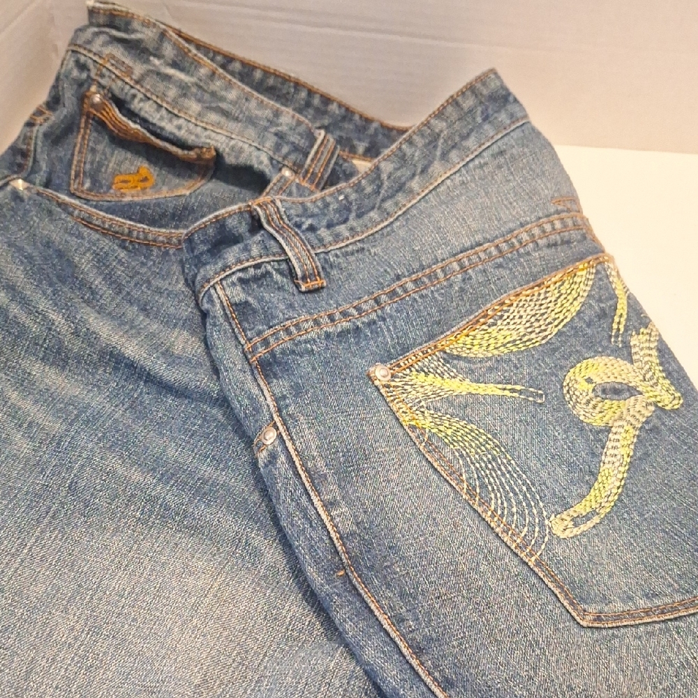 Rocawear Blue Jeans with Yellow Embroidery